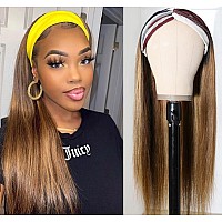 Tnice Ombre Headband Wig Human Hair 427 Highlight Straight Headband Wigs For Black Women Glueless 26 Inch None Lace Front Human