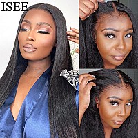 Isee Wear And Go Glueless Wigs Human Hair Pre Plucked Kinky Straight Lace Front Wigs Human Hair No Glue 4X6 Hd Lace Closure Yaki