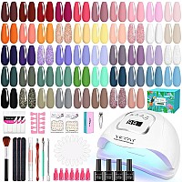 Vicovi 52Pcs Gel Nail Polish Kit With Uv Light 48 Colors Gel Nail Polish Set With Glossy Matte Top Base Coat Nail Lamp Manicure