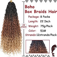 Beverlee Boho Box Braids 8 Packs Goddess Box Braids 22 Inch Bohemian Box Braids Crochet Hair Crochet Box Braids With Curly Ends