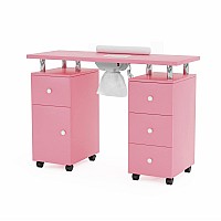 Omysalon Manicure Table Nail Desk For Nail Tech Nail Table Station Welectric Dust Collector Nail Makeup Beauty Salon Storage