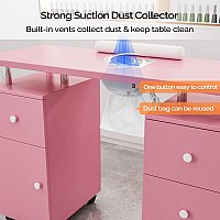 Omysalon Manicure Table Nail Desk For Nail Tech Nail Table Station Welectric Dust Collector Nail Makeup Beauty Salon Storage