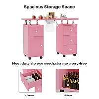 Omysalon Manicure Table Nail Desk For Nail Tech Nail Table Station Welectric Dust Collector Nail Makeup Beauty Salon Storage