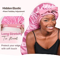 Yanibest Silk Bonnet For Sleeping Women Braid Bonnet For Long Hair With Tie Band Satin Bonnet For Braids Hair Sleeping Cap Gifts