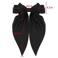 Atoden Black Hair Bow Silky Satin Large Hair Bows 2Pcs Big Hair Bows Hair Ribbons Oversized Long Tail Bows Hair Barrettes Ribbon