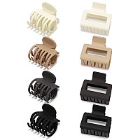 Atoden Small Claw Clips For Thin Hair 8 Pcs 2 Rectangle And 15 Double Row Neutral Jaw Clips Hair Accessories For Women A