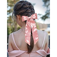 Furling Pompoms Bow Hair Clips With Long Tail 3Pcs Hair Ribbon Bows For Women Black White Pink Hair Bows For Girls Hair Access