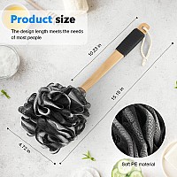 Black Loofah On A Stick Pe Soft Mesh Luffa With Nonslip Wooden Handle Made Of Soft And Sturdy Rubber Material Back Scrubber For