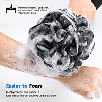 Black Loofah On A Stick Pe Soft Mesh Luffa With Nonslip Wooden Handle Made Of Soft And Sturdy Rubber Material Back Scrubber For