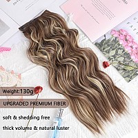 Invisible Wire Hair Extensions 20 Inch Clip In Hair Extensions Adjustable Size Long Wave Hair Extensions With 4 Secure Clips For