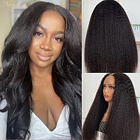 Nadula V Part Kinky Straight Wig Human Hair Glueless No Leave Out Upgraded U Part Wigs For Women Yaki Straight Vpart Wigs V Sha