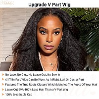 Nadula V Part Kinky Straight Wig Human Hair Glueless No Leave Out Upgraded U Part Wigs For Women Yaki Straight Vpart Wigs V Sha