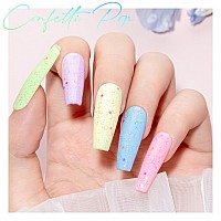 Mizhse Confetti Pop Glitter Gel Top Coat Colorful Rainbow Glitter Gel Nail Polish No Wipe Top Coat Long Lasting Soak Off Led Uv