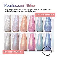 Mizhse Pearl Gel Nail Polish Set Glitter Drawing 6 Colors Mermaid Shimmer Gel Shell Thread Gel Polish Soak Off Uv Led Manicure