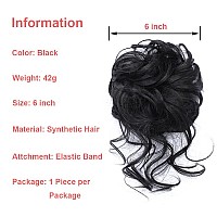 Kethbe Black Synthetic Fiber Messy Bun Hair Piece 2Pcs