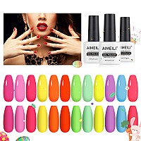 Aimeili Gel Nail Polish Set Neon Collection 12 Colors Hot Pink Blue Yellow Green Soak Off Led Bright Spring Summer Gel Nail Poli