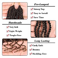 Leeven Crochet Hair 8 Inch Senegalese Twist 8 Packs Ombre Brown Pre Looped Short Crochet Braids Wavy Small Havana Twist With Cur