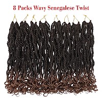 Leeven Crochet Hair 8 Inch Senegalese Twist 8 Packs Ombre Brown Pre Looped Short Crochet Braids Wavy Small Havana Twist With Cur