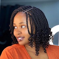 Leeven 8 Packs Wavy Senegalese Twist Crochet Hair With Curly Ends 8 Inch Black Pre Looped Short Crochet Braids Pre Twisted Sma