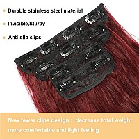 4Pcs Clip In Hair Extensions 20Inch Long Wavy Hair Extensions Clip Ins Synthetic Thick Hair Piece For Women Red