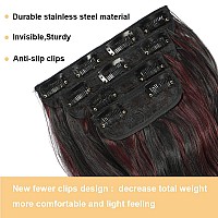 4Pcs Clip In Hair Extensions 20Inch Long Wavy Hair Extensions Clip Ins Synthetic Thick Hair Piece For Women Black Mix Burgundy