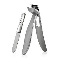 Bezox Ergonomic Angled Head Thick Toenail Clipper For Seniors Large Nail Clippers For Thick And Ingrown Nails With Metal Nail