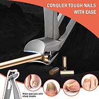 Bezox Ergonomic Angled Head Thick Toenail Clipper For Seniors Large Nail Clippers For Thick And Ingrown Nails With Metal Nail