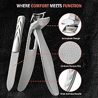 Bezox Ergonomic Angled Head Thick Toenail Clipper For Seniors Large Nail Clippers For Thick And Ingrown Nails With Metal Nail