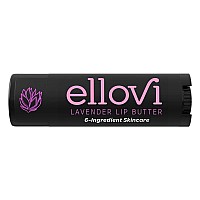 Ellovi Natural Lip Butter Lip Balm - Lavender - Pure Enough to Eat - Made With Just 6 Vegan Ingredients - 100% Natural & Organic Moisturizing Lip Care for All Day Hydration (Single)