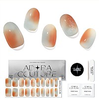 Adora Couture Semi Cured Gel Nail Strips Fall 20Pcs Uv Gel Nail Stickers With Uv Light Orange Grey Ombre Nail Wrap Fall Na