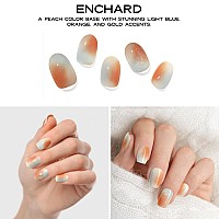 Adora Couture Semi Cured Gel Nail Strips Fall 20Pcs Uv Gel Nail Stickers With Uv Light Orange Grey Ombre Nail Wrap Fall Na