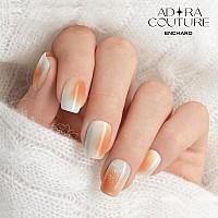 Adora Couture Semi Cured Gel Nail Strips Fall 20Pcs Uv Gel Nail Stickers With Uv Light Orange Grey Ombre Nail Wrap Fall Na