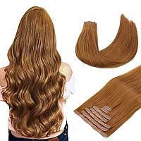 Doores Seamless Clip In Hair Extensions Medium Auburn 18 Inch 130G 7Pcs Hair Extensions Seamless Clip Ins Straight Natural Hai