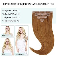 Doores Seamless Clip In Hair Extensions Medium Auburn 18 Inch 130G 7Pcs Hair Extensions Seamless Clip Ins Straight Natural Hai