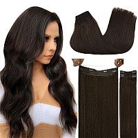 Doores Human Hair Extensions 22 Inch 150G Wire Hair Extensions And Light Dark Brown Hair Extensions Invisible Line Natural Str