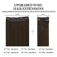 Doores Human Hair Extensions 22 Inch 150G Wire Hair Extensions And Light Dark Brown Hair Extensions Invisible Line Natural Str