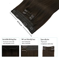 Doores Human Hair Extensions 22 Inch 150G Wire Hair Extensions And Light Dark Brown Hair Extensions Invisible Line Natural Str