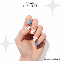 Adora Couture Semi Cured Gel Nail Strips 20Pcs French Manicure Strips Color Full Sticker Nail Wraps For Women Glaze Nail Str