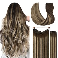 Doores Wire Hair Extensions Balayage Chocolate Brown To Honey Blonde 22 Inch 150G Fish Line Hair Extensions Hair Extensions Ha