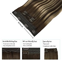 Doores Wire Hair Extensions Balayage Chocolate Brown To Honey Blonde 22 Inch 150G Fish Line Hair Extensions Hair Extensions Ha