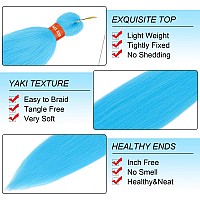 Light Blue Pre Stretched Braiding Hair 30 Inch Kanekalon Box Braid Hair Extensions 3 Packs Yaki Texture Pre Feathered Braids Hai