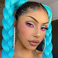 Light Blue Pre Stretched Braiding Hair 30 Inch Kanekalon Box Braid Hair Extensions 3 Packs Yaki Texture Pre Feathered Braids Hai