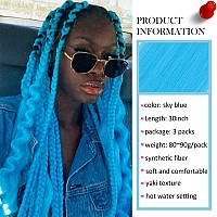 Light Blue Pre Stretched Braiding Hair 30 Inch Kanekalon Box Braid Hair Extensions 3 Packs Yaki Texture Pre Feathered Braids Hai