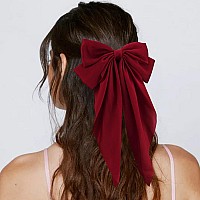 Atoden Hair Bow Clip 2 Pcs Silky Satin Hair Bows For Women Hair Ribbons Oversized Long Tail Black Hair Bow And Red Hair Bow Hai