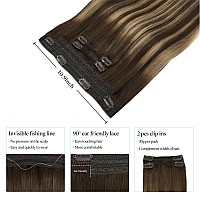 Doores Wire Hair Extensions Balayage Chocolate Brown To Caramel Blonde 22 Inch 150G Fish Line Hair Extensions And Hair Extensio