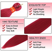 Dan Ning Rose Red Pre Stretched Braiding Hair 30 Inch Kanekalon Box Braid Hair Extensions 3 Packs Yaki Texture Pre Feathered Bra