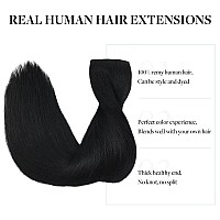 Doores Human Hair Extensions 22 Inch 150G Wire Hair Extensions Jet Black Hair Extensions Invisible Line Natural Straight Wire