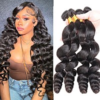 Loose Wave Human Hair Bundles Brazilian Virgin Loose Wave Bundles Ocean Wave 100 Unprocessed Weave Bundles Human Hair 4 Bundles