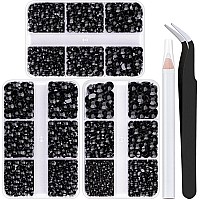 Belleboost 3600Pcs Resin Rhinestones Kits 23456Mm Flatback Jelly Rhinestones 3 Box Black Non Hotfix Crystal Gems For Diy C