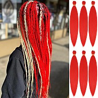 Red Pre Stretched Braiding Hair 30 Inch Kanekalon Box Braid Hair Extensions 6 Packs Yaki Texture Pre Feathered Braids Hair Easy